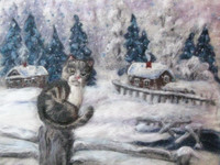 кот, зима