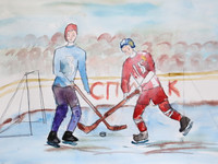 зима, хоккей