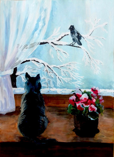 кот на окне