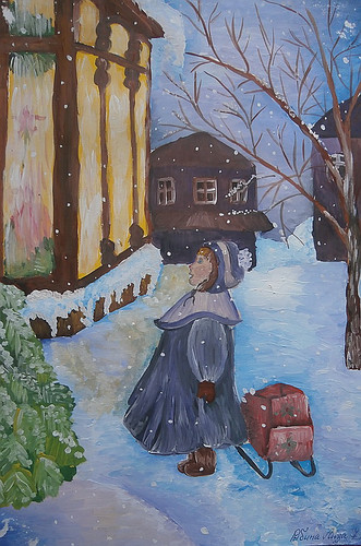 Девочка с санками